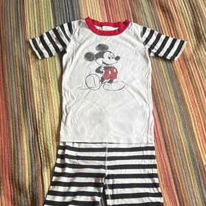 Disney Hanna Anderson Mickey Mouse Striped Kids Pajama Set 12 -Red, Black, White